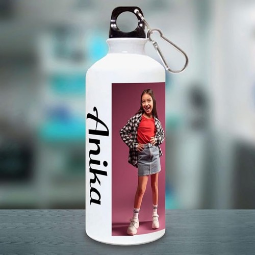 White Personalised Sipper Bottle 600 ml (Metal)