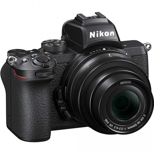 Nikon Z50 Mirrorless Optical Zoom Camera with Z DX 16-50mm f/3.5-6.3 VR Lens with Additional Battery (Black)