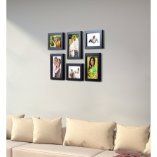 Collage Photo Frames (Set of 6, Wall Hanging),Black ,Synthetic Wood