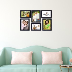 Collage Photo Frames (Set of 6, Wall Hanging),Black ,Synthetic Wood